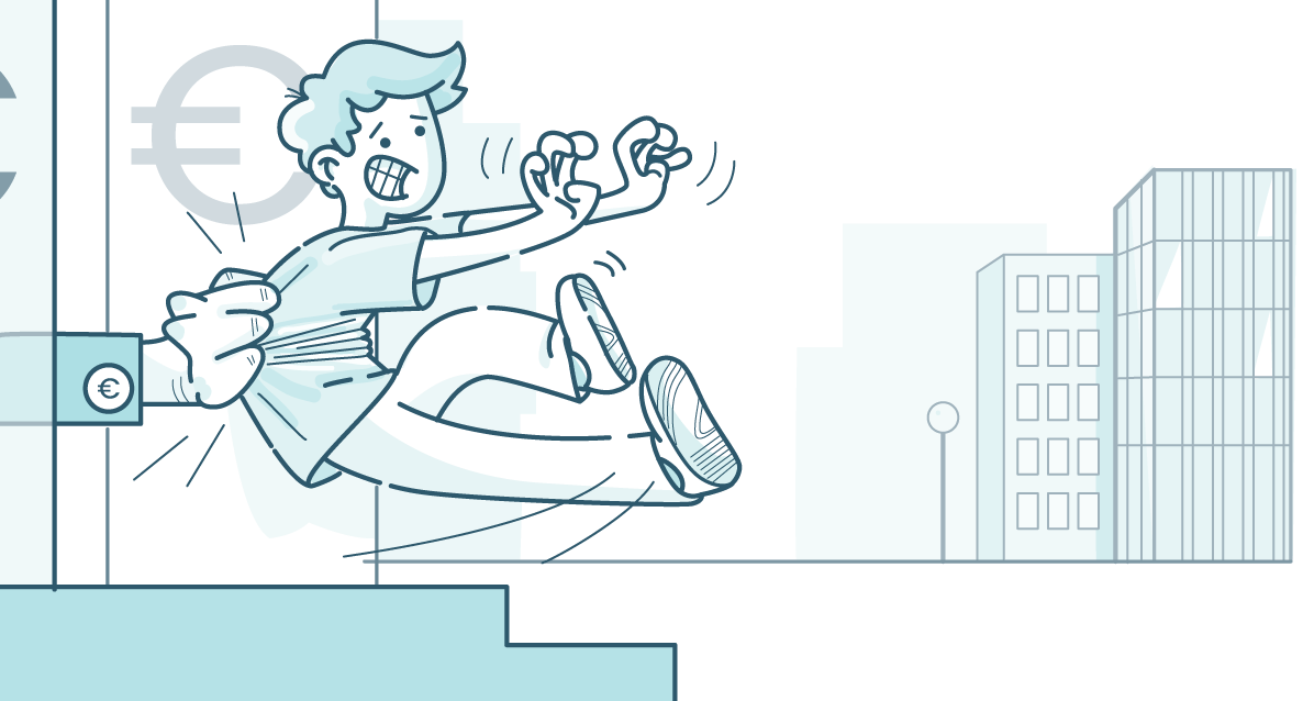 la imagen ilustra una persona siendo atrapada por su banco