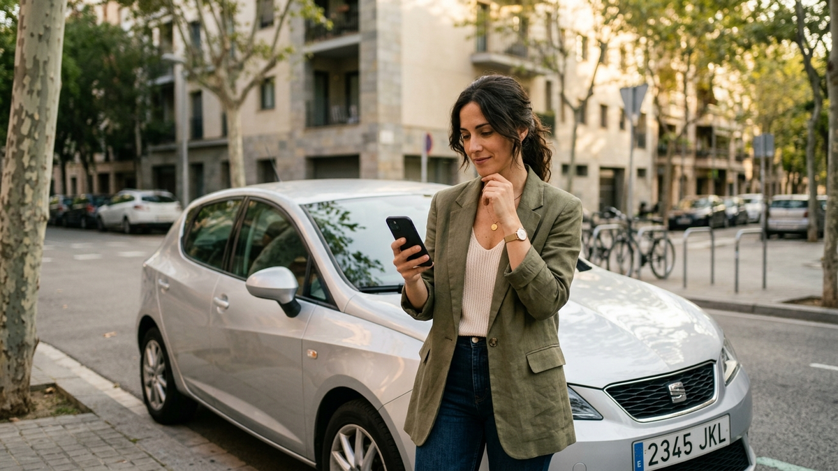 Conductor comparando seguro coche a terceros online con Tuio