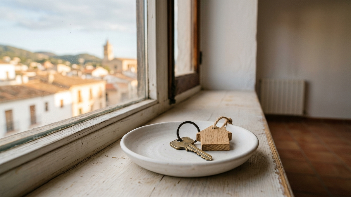 Llave de un piso sobre una repisa en un apartamento vacío